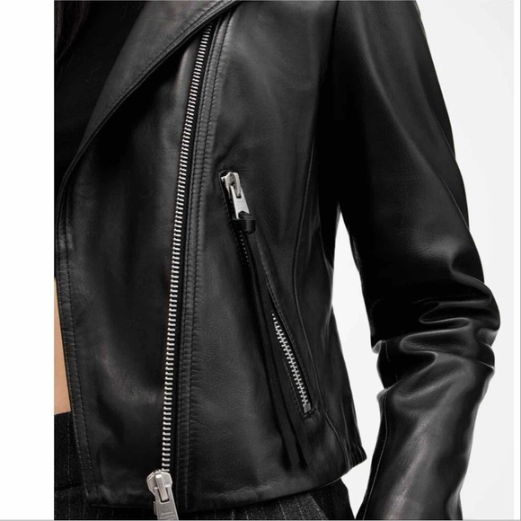 NWT All Saints Dalby Leather Biker Jacket - Picture 5 of 14